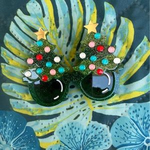Lipstick & Chrome Feelin Pine “tacky” Christmas tree sunglasses pinup brooch
